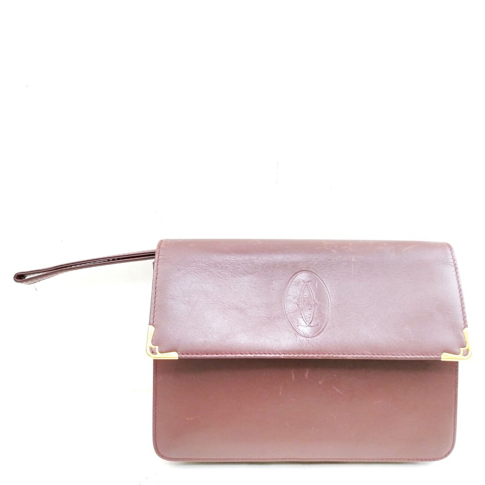 SOLD !!! Cartier Clutch Bag Bordeaux Leather